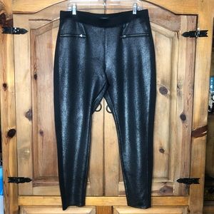 Rock & Republic Black Glitzy Zipper Leggings Sz XL